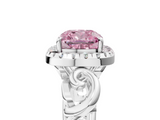 White gold Fancy Pink Cushion  Cut Halo Diamond Ring with Scrollwork Band and Four-Prong Setting_92