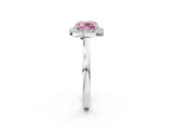 White gold Fancy Pink Cushion Cut Halo Diamond Ring with Solitaire Band and Prong Setting_2