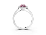 White gold Fancy Pink Cushion Cut Halo Diamond Ring with Solitaire Band and Prong Setting_3