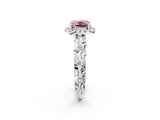 White gold Fancy Pink Cushion Cut Halo Diamond Solitaire with Filigree Band and Four-Prong Setting_2