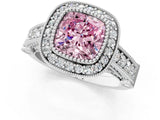 White gold Fancy Pink Cushion Cut Halo Diamond Split Shank Pave Ring_1