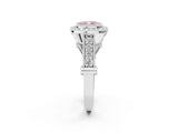 White gold Fancy Pink Cushion Cut Halo Diamond Split Shank Pave Ring_2