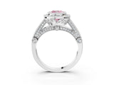 White gold Fancy Pink Cushion Cut Halo Diamond Split Shank Pave Ring_3