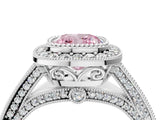 White gold Fancy Pink Cushion Cut Halo Diamond Split Shank Pave Ring_4