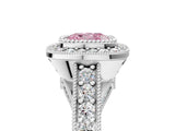 White gold Fancy Pink Cushion Cut Halo Diamond Split Shank Pave Ring_5