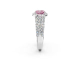 White gold Fancy Pink Cushion Cut Halo Pavé Diamond Engagement Ring with Split Shank and Four-Prong Setting_5