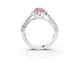 White gold Fancy Pink Cushion Cut Halo Pavé Diamond Engagement Ring with Split Shank and Four-Prong Setting_6