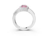 White gold Fancy Pink Cushion  Cut Halo Pave Band Four-Prong Ring_52