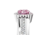 White gold Fancy Pink Cushion  Cut Halo Pave Band Four-Prong Ring_54
