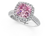 White gold Fancy Pink Cushion  Cut Halo Pave Band Four-Prong Setting Ring_39