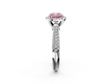 White gold Fancy Pink Cushion  Cut Halo Pave Band Four-Prong Setting Ring_39