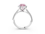 White gold Fancy Pink Cushion  Cut Halo Pave Band Four-Prong Setting Ring_40