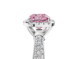 White gold Fancy Pink Cushion  Cut Halo Pave Band Four-Prong Setting Ring_41
