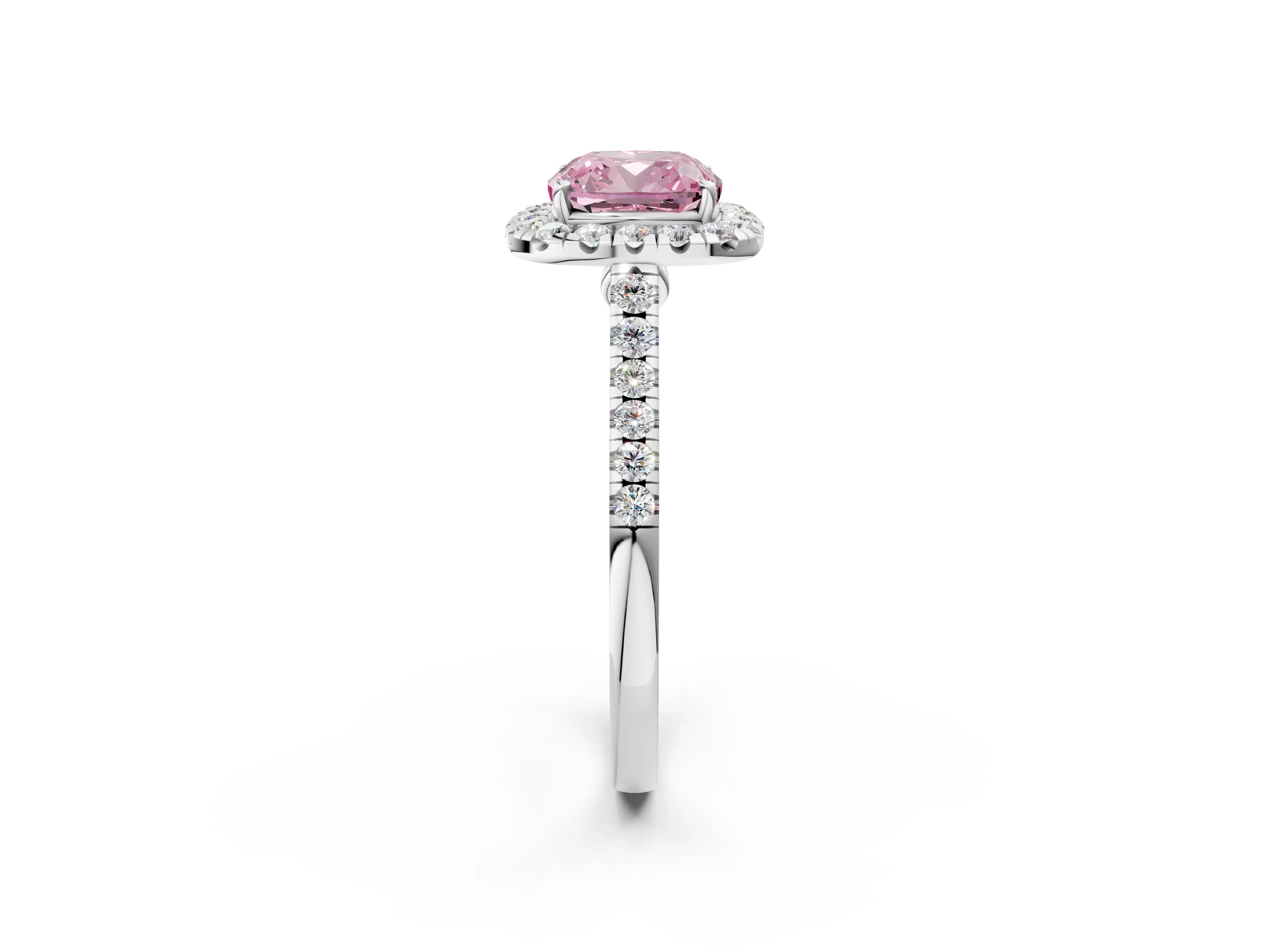 White gold Fancy Pink Cushion Cut Halo Pave Diamond Engagement Ring with Four-Prong Setting_2