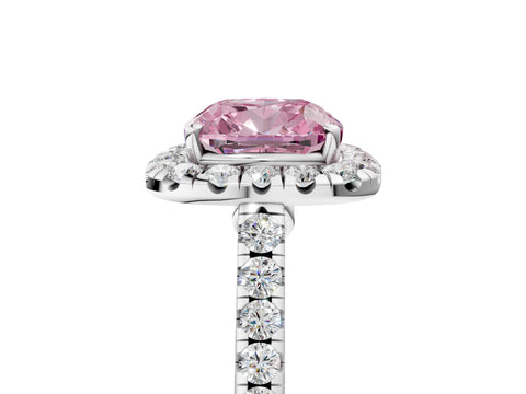 White gold Fancy Pink Cushion Cut Halo Pave Diamond Engagement Ring with Four-Prong Setting_5