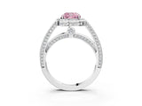 White gold Fancy Pink Cushion  Cut Halo Pave Split Shank Prong Setting Ring_66