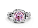 White gold Fancy Pink Cushion  Cut Halo Pave Split Shank Prong Setting Ring_67