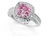 White gold Fancy Pink Cushion  Cut Halo Pave Split Shank Prong Setting Ring_68