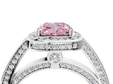 White gold Fancy Pink Cushion  Cut Halo Pave Split Shank Prong Setting Ring_71