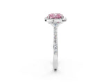 White gold Fancy Pink Cushion Cut Halo Round Diamond Pavé Band with Four-Prong Setting_17