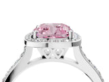 White gold Fancy Pink Cushion Cut Halo Round Diamond Pavé Band with Four-Prong Setting_19