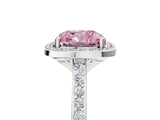 White gold Fancy Pink Cushion Cut Halo Round Diamond Pavé Band with Four-Prong Setting_20