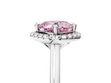 White gold Fancy Pink Cushion Cut Halo Round Diamond Solitaire Engagement Ring with Pave Band and Four-Prong Setting_29