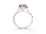 White gold Fancy Pink Cushion Cut Halo Round Diamond Solitaire Engagement Ring with Pave Band and Four-Prong Setting_33