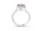 White gold Fancy Pink Cushion Cut Halo Round Diamond Solitaire Engagement Ring with Pave Band and Four-Prong Setting_3