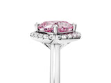 White gold Fancy Pink Cushion Cut Halo Round Diamond Solitaire Engagement Ring with Pave Band and Four-Prong Setting_5
