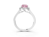 White gold Fancy Pink Cushion Cut Halo Round Diamond Solitaire Ring with Pavé Band and Four-Prong Setting_15
