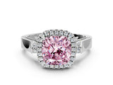 White gold Fancy Pink Cushion Cut Halo Round Diamond Twist Band with Four-Prong Setting_24