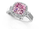 White gold Fancy Pink Cushion Cut Halo Round Diamond Twist Band with Four-Prong Setting_25
