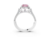 White gold Fancy Pink Cushion Cut Halo Round Diamond Twist Band with Four-Prong Setting_27