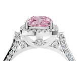 White gold Fancy Pink Cushion Cut Halo Round Diamond Twist Band with Four-Prong Setting_28
