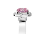 White gold Fancy Pink Cushion Cut Halo Round Diamond Twist Band with Four-Prong Setting_29