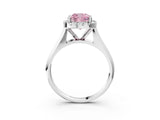 White gold Fancy Pink Cushion  Cut Halo Solitaire Engagement Ring with Square Band and Four-Prong Setting_129