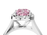 White gold Fancy Pink Cushion  Cut Halo Solitaire Engagement Ring with Square Band and Four-Prong Setting_130