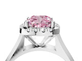 White gold Fancy Pink Cushion  Cut Halo Solitaire Engagement Ring with Square Band and Four-Prong Setting_148