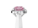 White gold Fancy Pink Cushion  Cut Halo Solitaire Engagement Ring with Square Band and Four-Prong Setting_149