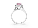White gold Fancy Pink Cushion  Cut Halo Solitaire Engagement Ring with Square Band and Four-Prong Setting_15