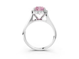White gold Fancy Pink Cushion  Cut Halo Solitaire Engagement Ring with Square Band and Four-Prong Setting_93