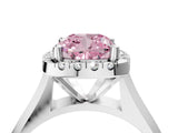 White gold Fancy Pink Cushion  Cut Halo Solitaire Engagement Ring with Square Band and Four-Prong Setting_94