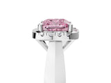 White gold Fancy Pink Cushion  Cut Halo Solitaire Engagement Ring with Square Band and Four-Prong Setting_95