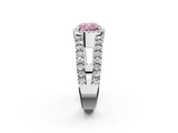 White gold Fancy Pink Cushion  Cut Halo Split Shank Diamond Ring with Four-Prong Setting_46