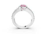 White gold Fancy Pink Cushion  Cut Halo Split Shank Diamond Ring with Four-Prong Setting_47