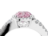 White gold Fancy Pink Cushion  Cut Halo Split Shank Diamond Ring with Four-Prong Setting_49