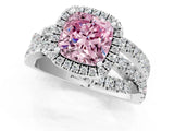 White gold Fancy Pink Cushion  Cut Halo Split Shank Prong Setting Ring_13