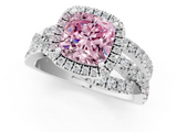 White gold Fancy Pink Cushion  Cut Halo Split Shank Prong Setting Ring_73