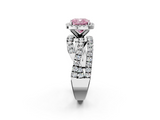 White gold Fancy Pink Cushion  Cut Halo Split Shank Prong Setting Ring_74